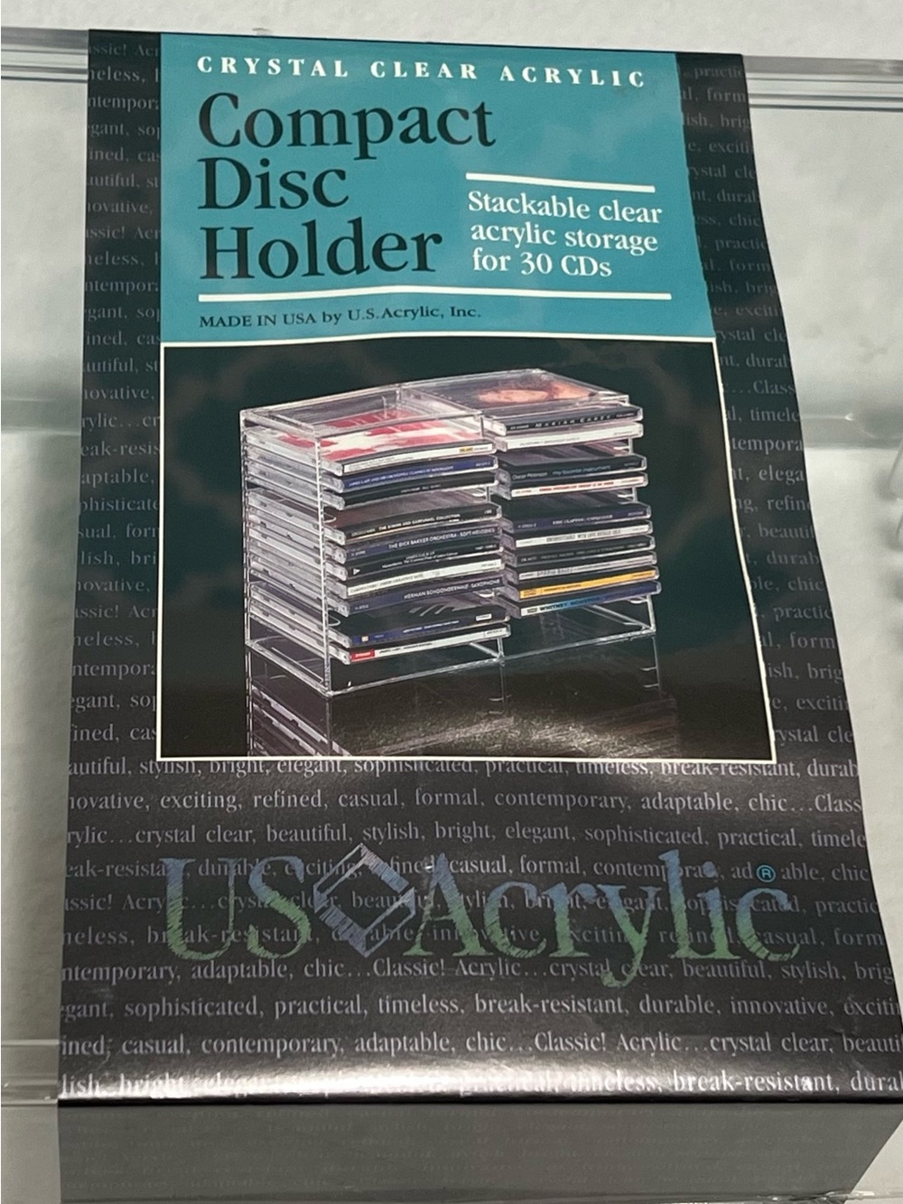 Acrylic Clear Compact Disc Holder- Holds 30 CD’s